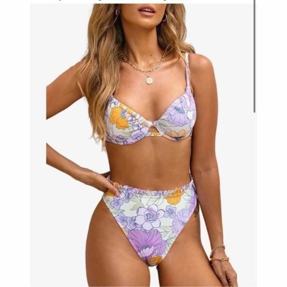Cupshe Bikini Set in Purple and Orange